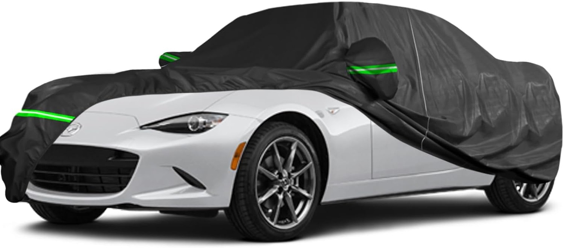 AROJAK Waterproof Car Cover for Mazda Miata/Mx-5 1989-2023,190T All Weather Car Covers with Zipper Door,Windproof Bands for Sun UV Snow Rain Dust Hail Protection