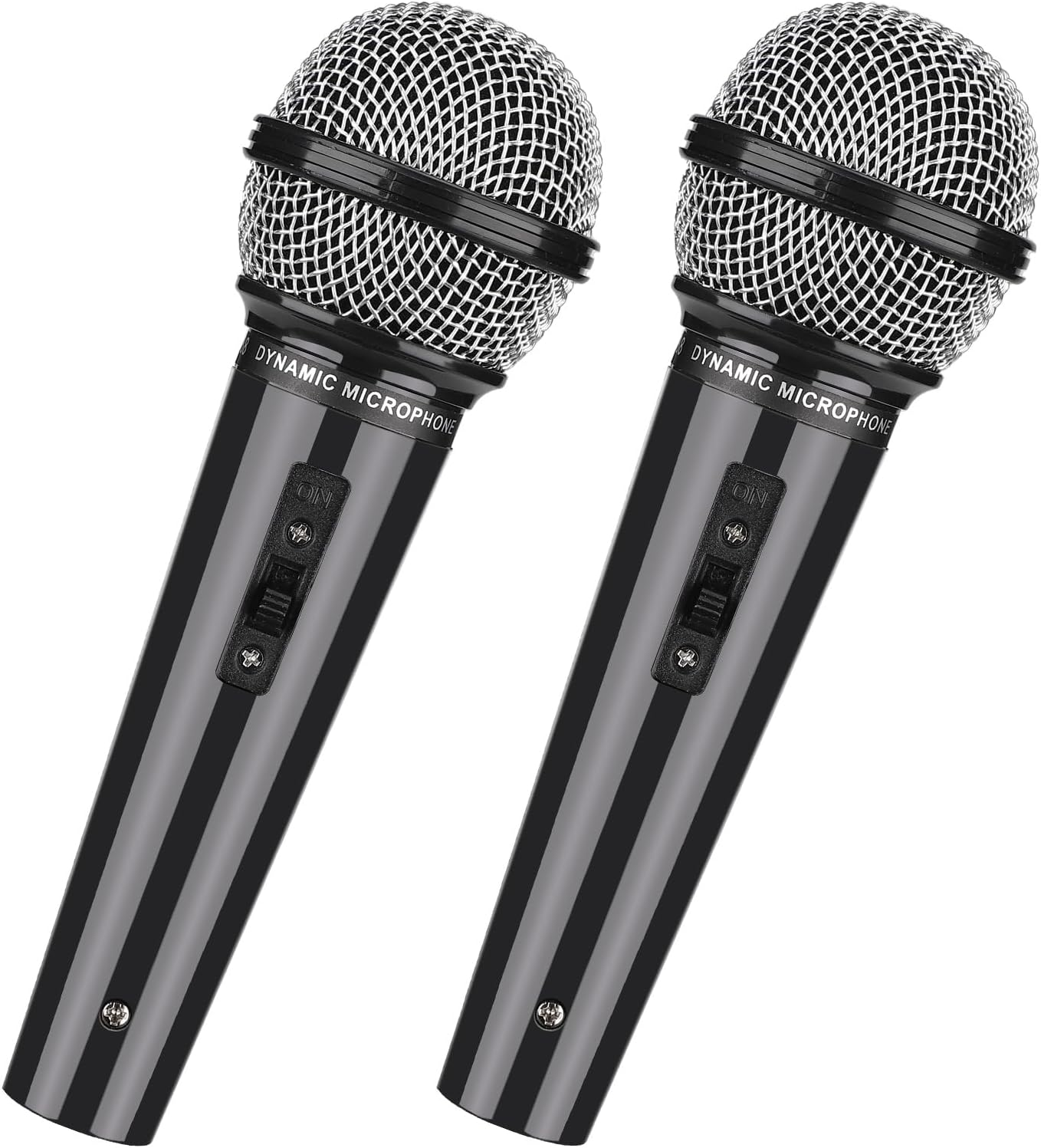 Facmogu 2PCS Fake Microphone Prop, Plastic Prop Microphone, Fake Pretend Play Microphone Prop for Karaoke Costume Role Play, Sparkly Mic Props for Christmas Cosplay Music Birthday Party Favors – Black