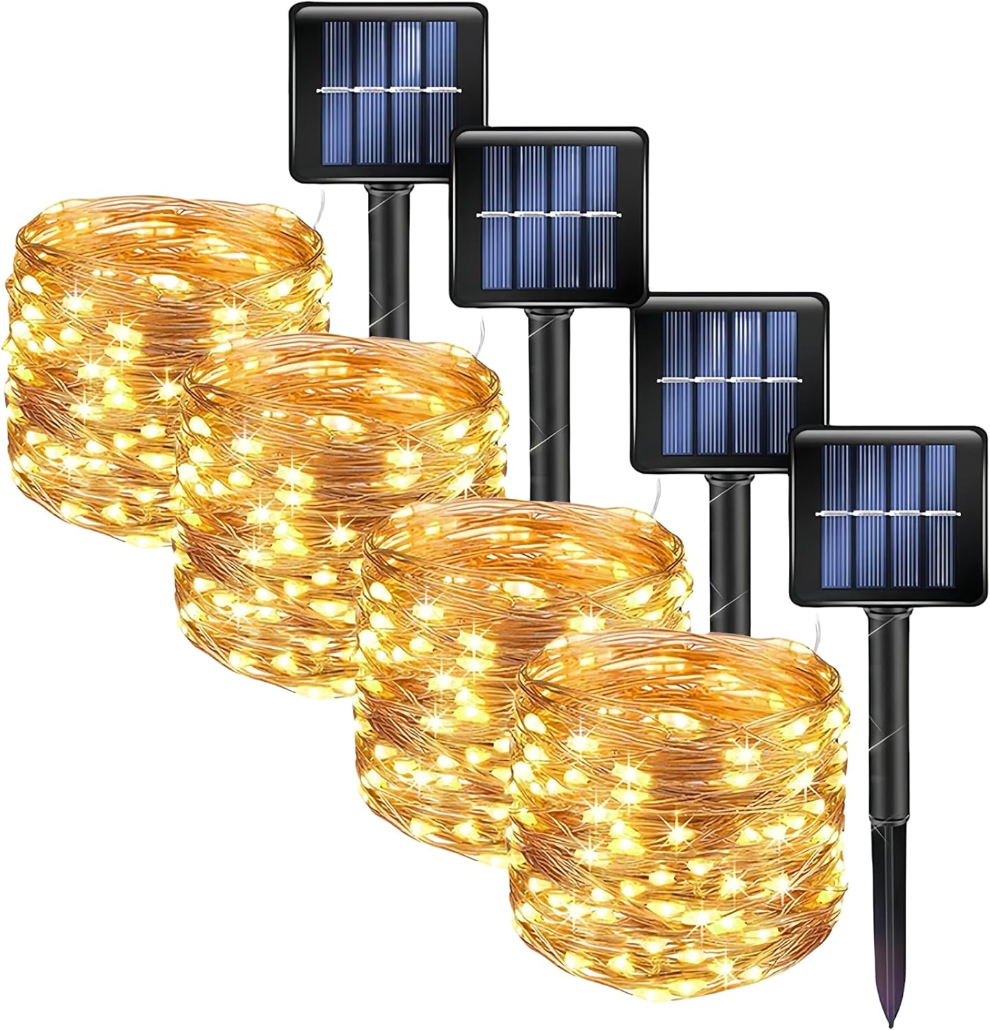 Clearhill Fairy Lights,4Pack 10M/32.8FT 100Led Solar Garden Lights,String Lights with 8 Modes,Solar Fairy Lights Waterproof, Copper Wire Lights for Patio Yard Trees Christmas Wedding Party