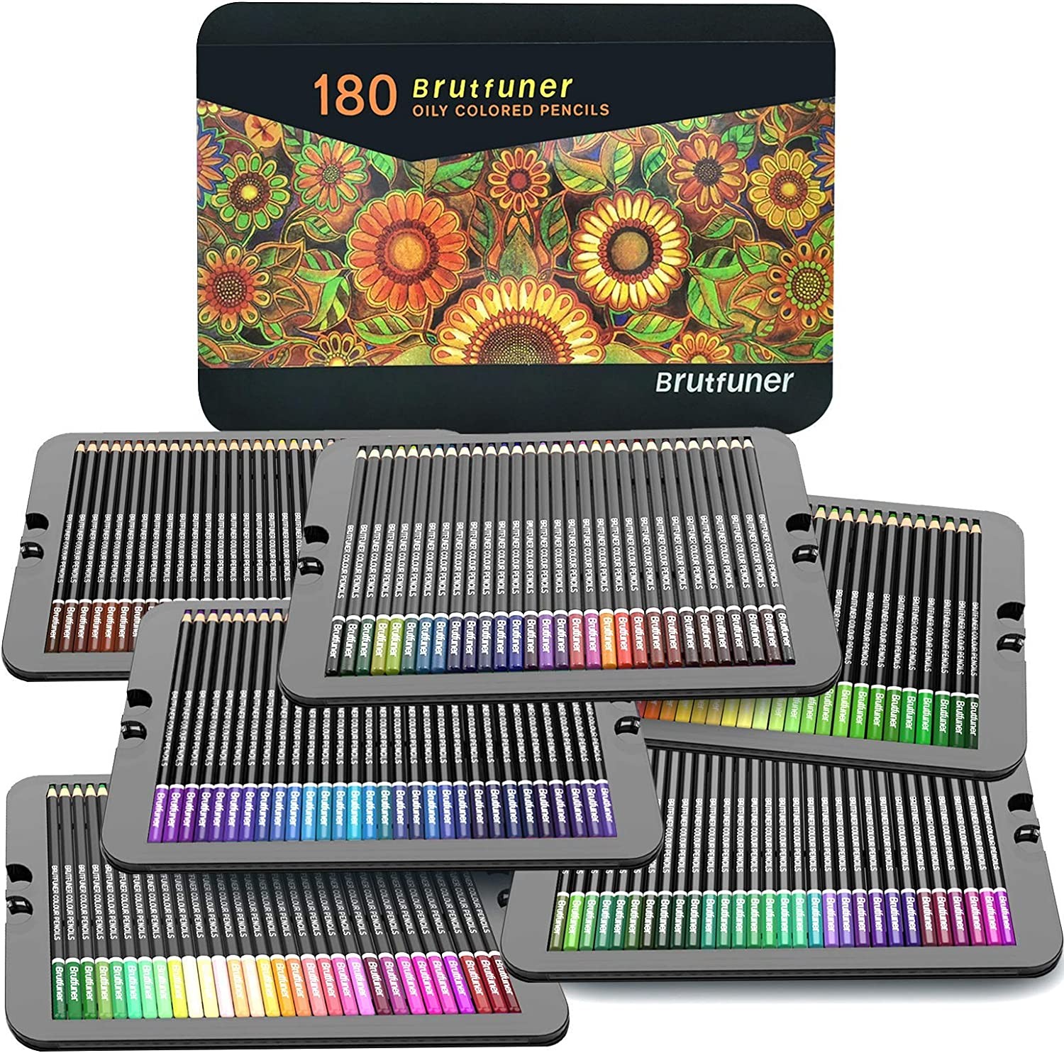 Professional Coloured Pencils, Set of 180 Colours in a Tin Box, Numbered, Soft Wax-Based Cores, for Drawing, Sketching, Shading & Coloring, Colouring Pencils Set for Children, Adult & Artists