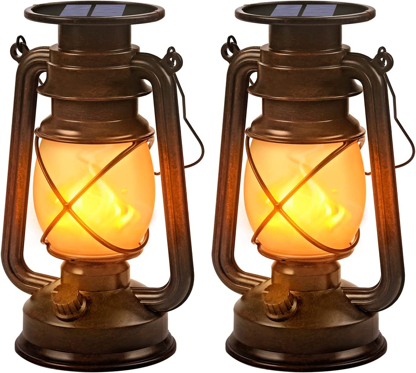 Cmiolacuna Solar Lights Outdoor Hanging Solar Lights Dancing Flame Vintage Led Solar Lantern Waterproof Garden Ornamentsr Christmas Decorations for Solar Garden Lights Outdoor 2 Pack