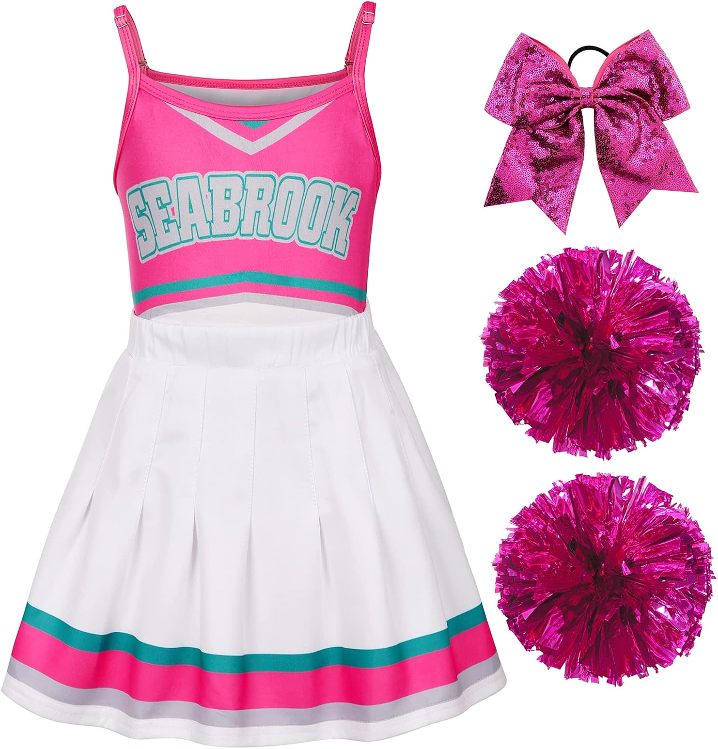 Koatobbor Girls Cheerleader Costume Halloween Party Dress up with Accessories