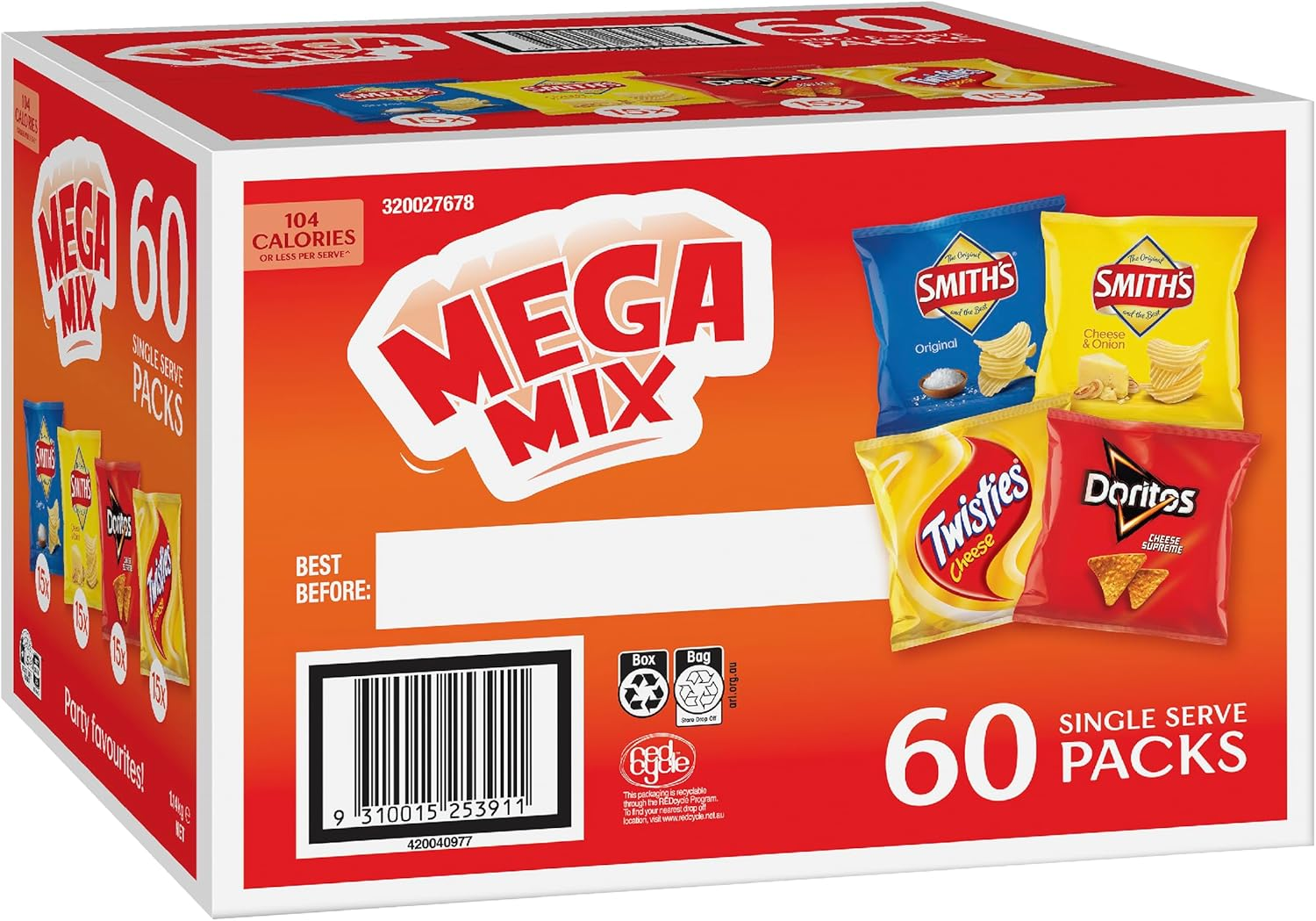 Smith’S Potato Chips Mega Mix Value Multipack 1140 G (Pack of 60)