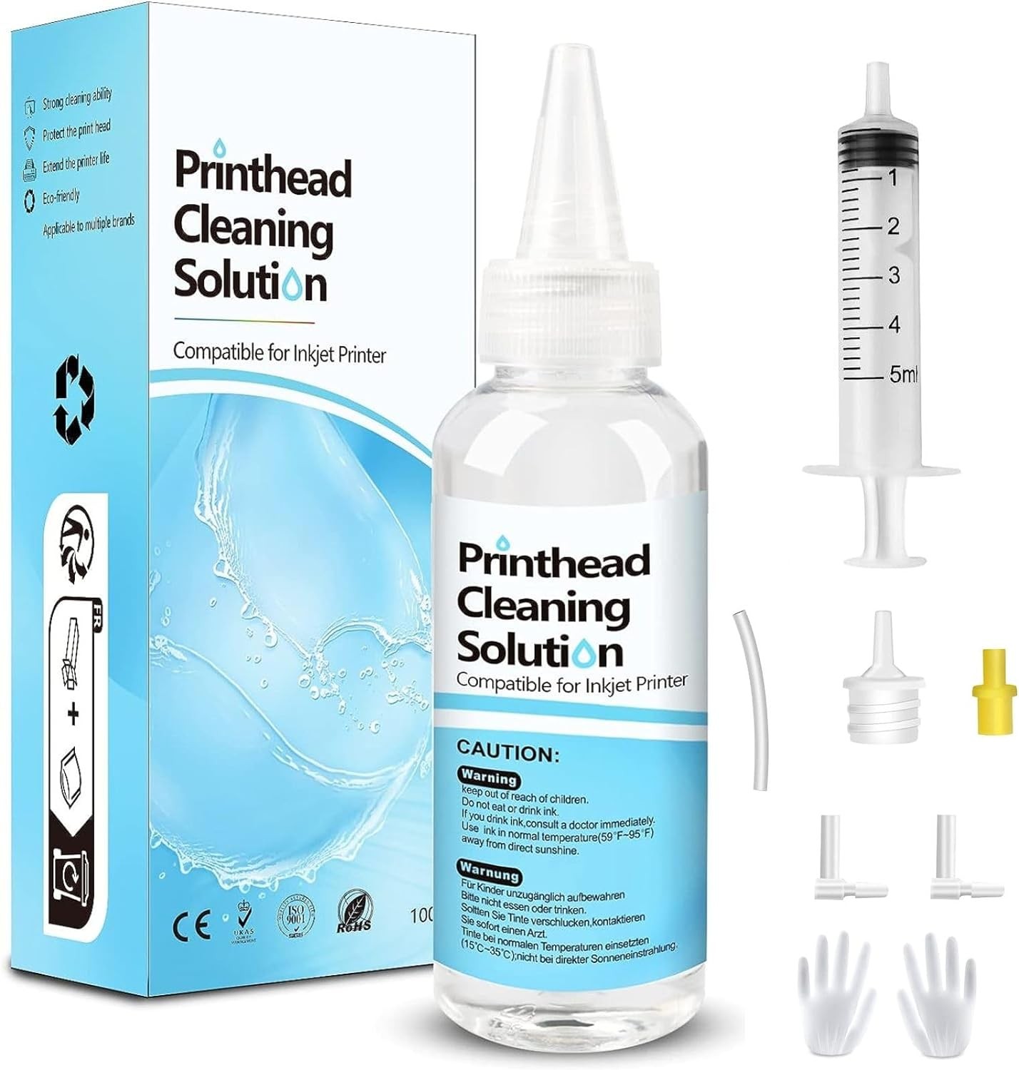 TAAUS 100Ml Printhead Cleaner Kit – Compatible with Epson, HP, Canon, Brother Inkjet Printers – Printer Head Cleaning Solution for Improved Print Quality