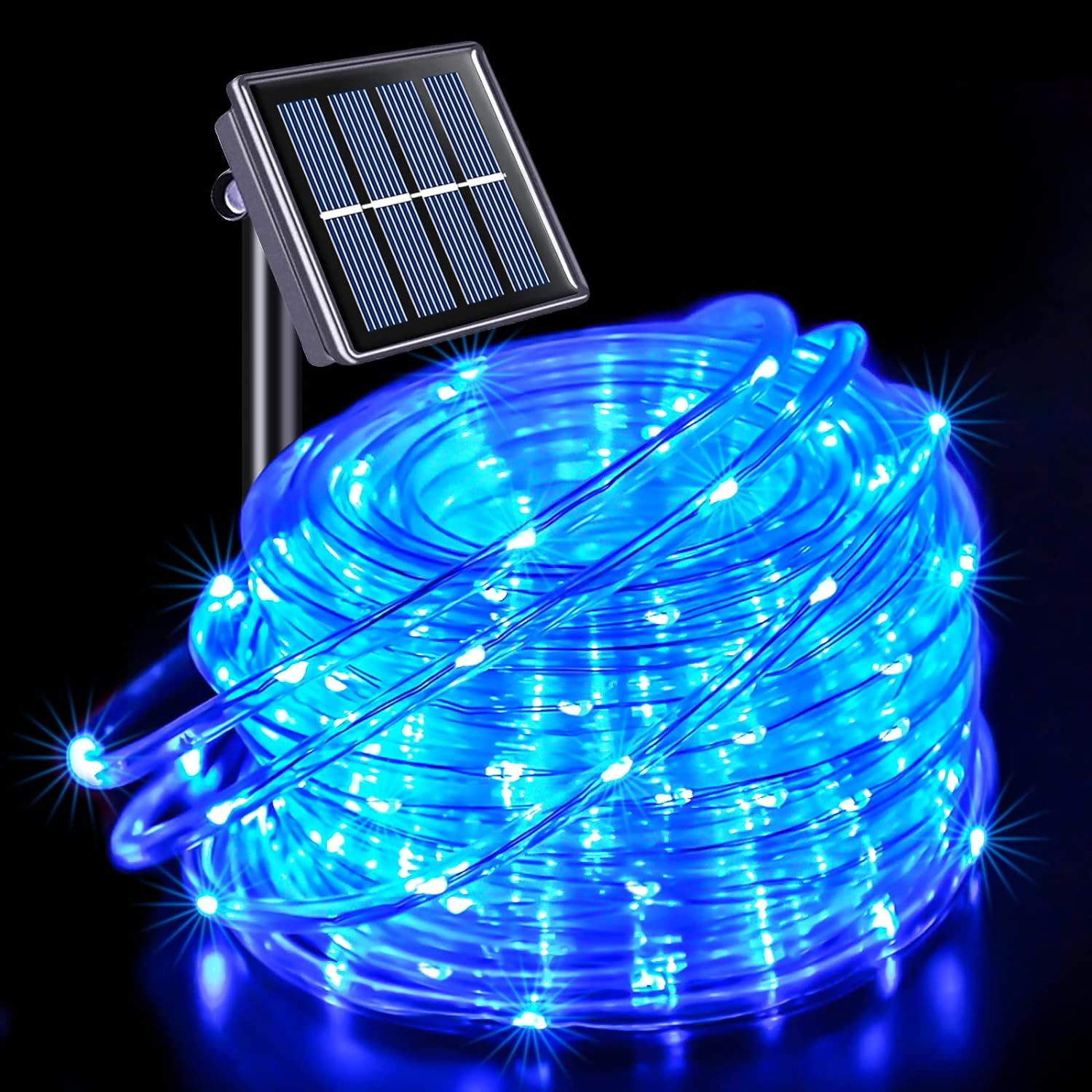 JMEXSUSS 200 LED Solar Rope Lights,66Ft 8 Modes Solar Rope Lights Outdoor Waterproof LED Solar Powered Rope Tube for Fence,Gazebo,Yard,Walkway,Path,Halloween(Blue)