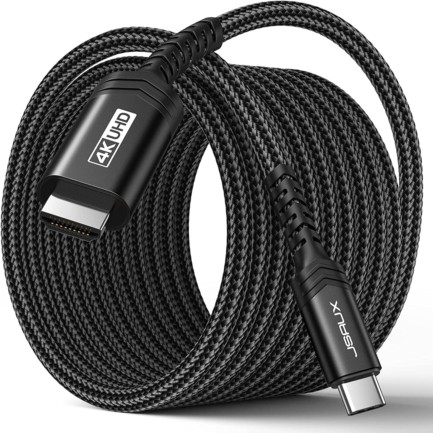 JSAUX USB C to HDMI Cable 3M | 4K@60Hz HDMI to USBC Cord [Thunderbolt 3&4 Compatible] USB 3.1 Type-C to HDMI 2.0 Cord for Iphone 15 Pro/Max/Plus, Macbook Ipad Pro/Air, Surface, Samsung S23 S22-Black