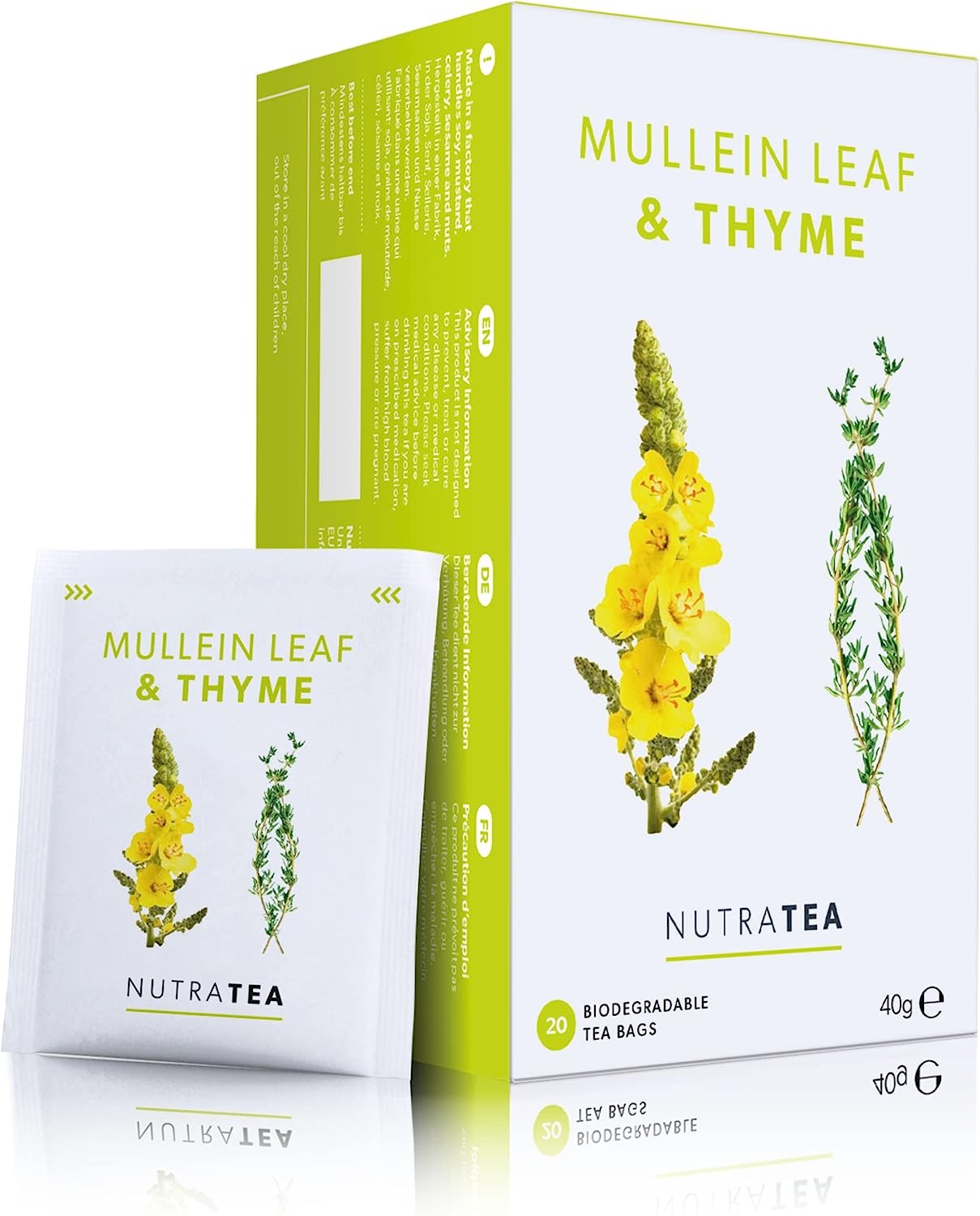 Nutratea – Mullein Leaf & Thyme Tea | Mullein Tea | Mullein Leaf Tea – Mullein Tea for Lungs & Throat – 20 Tea Bags – Herbal Tea