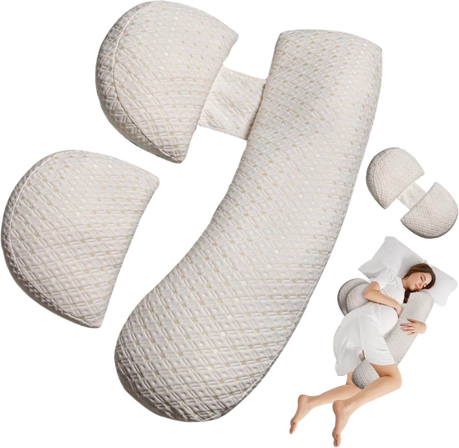 Oskeray Pregnancy Pillow for Pregnant Women, Soft Maternity Pillow with Detachable & Adjustable, Baby Bub Pillow with Pillow Cover – Support for Back, HIPS, Legs