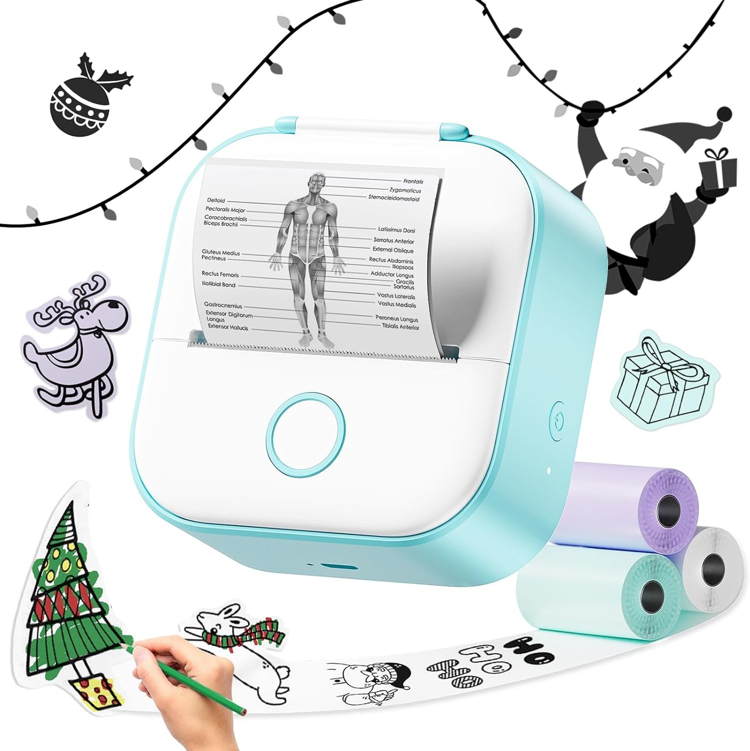 Phomemo T02 Sticker Printer with 3 Rolls Paper- Mini Printer Portable Thermal Printer Inkless Pocket Printer Bluetooth Photo Printer for Learning Assistance, Study Notes, Journal, Fun, Work