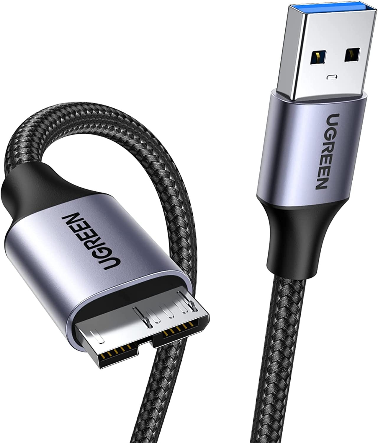 UGREEN Micro USB 3.0 Cable USB 3.0 a Male to Micro B Cable Nylon Braided External Hard Drive Cable Compatible for Samsung Galaxy S5, Note 3, WD Camera, Hard Drive and More 2M