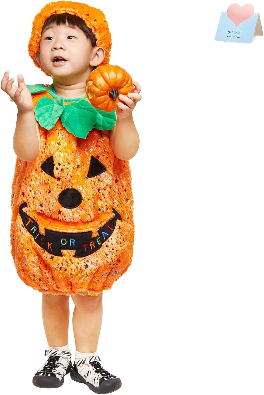 BSTAOFY Halloween Orange Pumpkin Costume Suit for 3T 4T 5T 6T Toddler Kids Lantern Face Fancy Dress up for Carnival