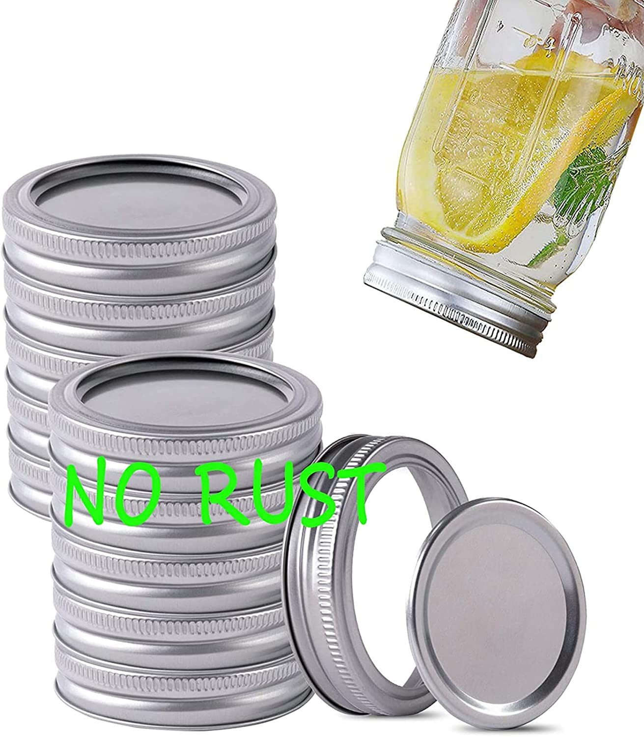 Wide Mouth Canning Lids and Rings for Ball or Kerr,Mason Jar Large Lids and Bands Set of 12