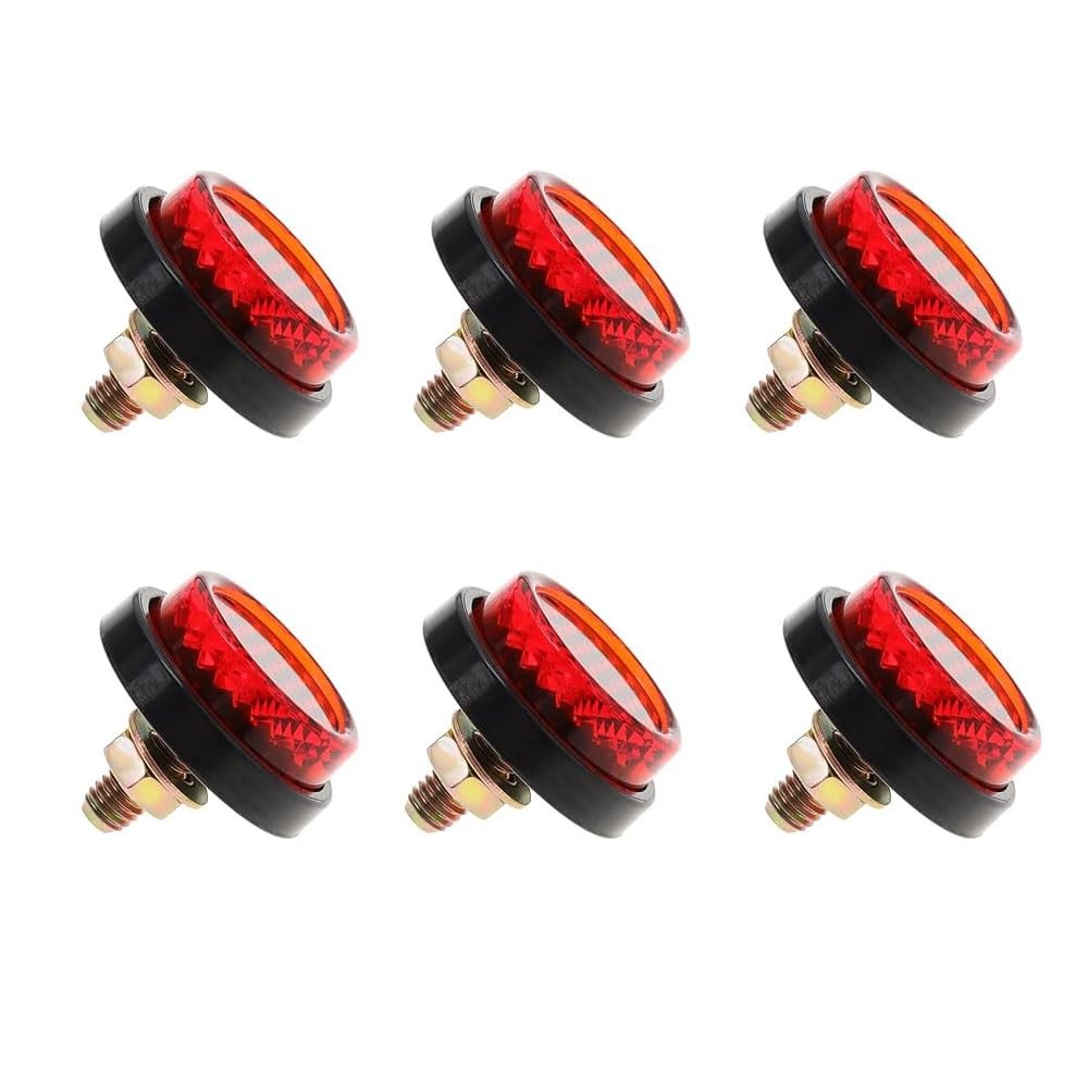 6 Pieces Mini Reflector Tag Bolt Screws for Motorcycle License Plate Frame Decorative, M5 Screw Tag Bolt round Reflective for Bike, Motobikes, Trailers, Trucks, Boats, Suv’S, Rv’S (Red)