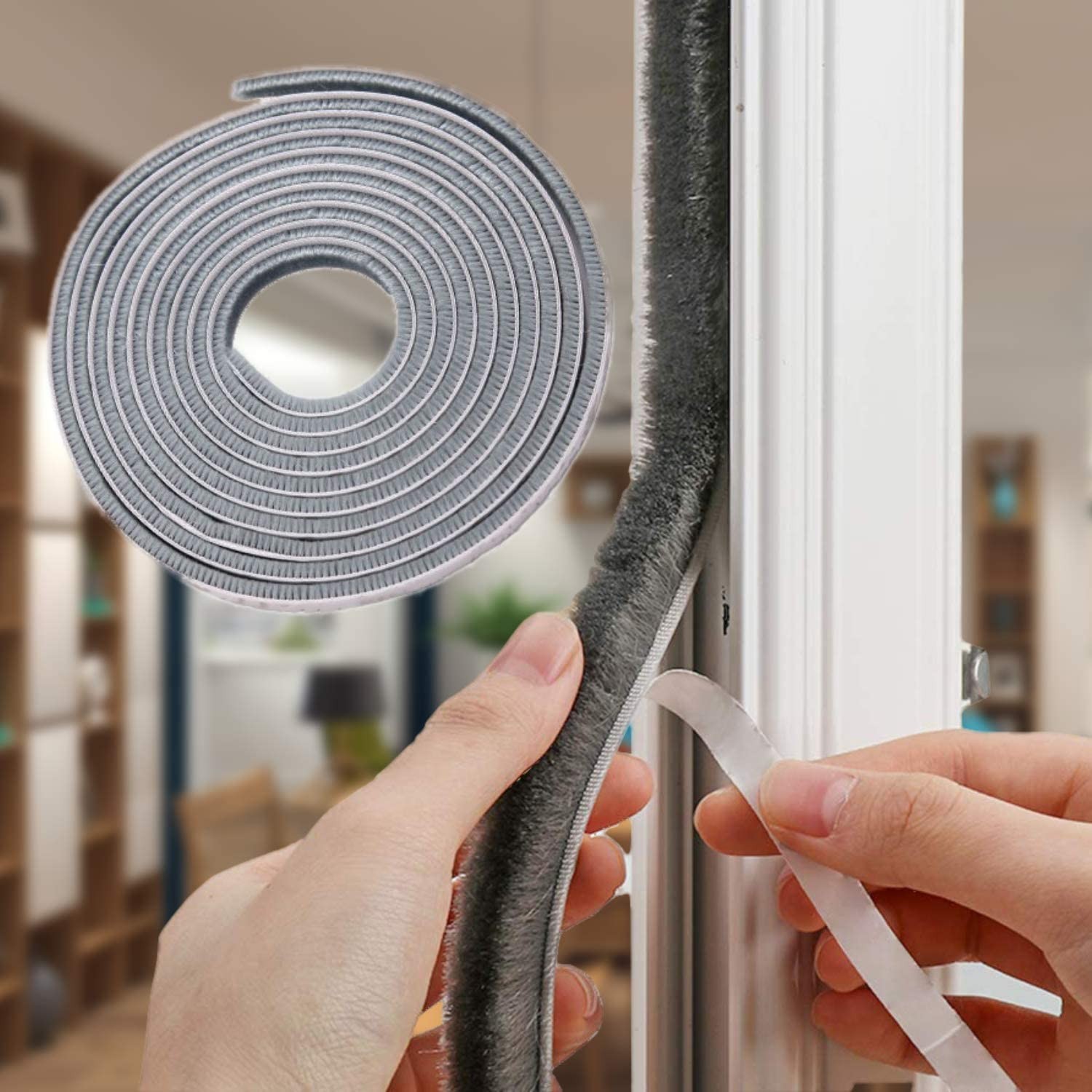 CIKKIIO 32.8 Ft Self Adhesive Seal Strip Weatherstrip for Windows and Doors House Soundproofing,Windproof,Dustproof,Stronger Stickiness,0.35 Wide X 0.2 Inch Thick, Gray