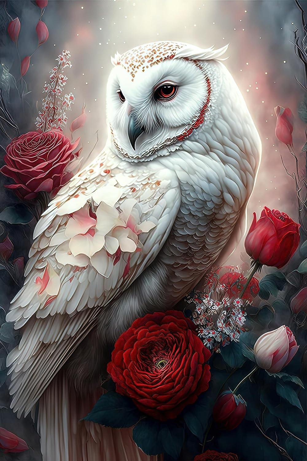 5D Diamond Painting Kits for Adults – Snowy Owl Diamond Art Kits, DIY Full Drill Crystal Gem Arts and Crafts – Ideal for Home Recreation and Wall Decor (30X40 CM)