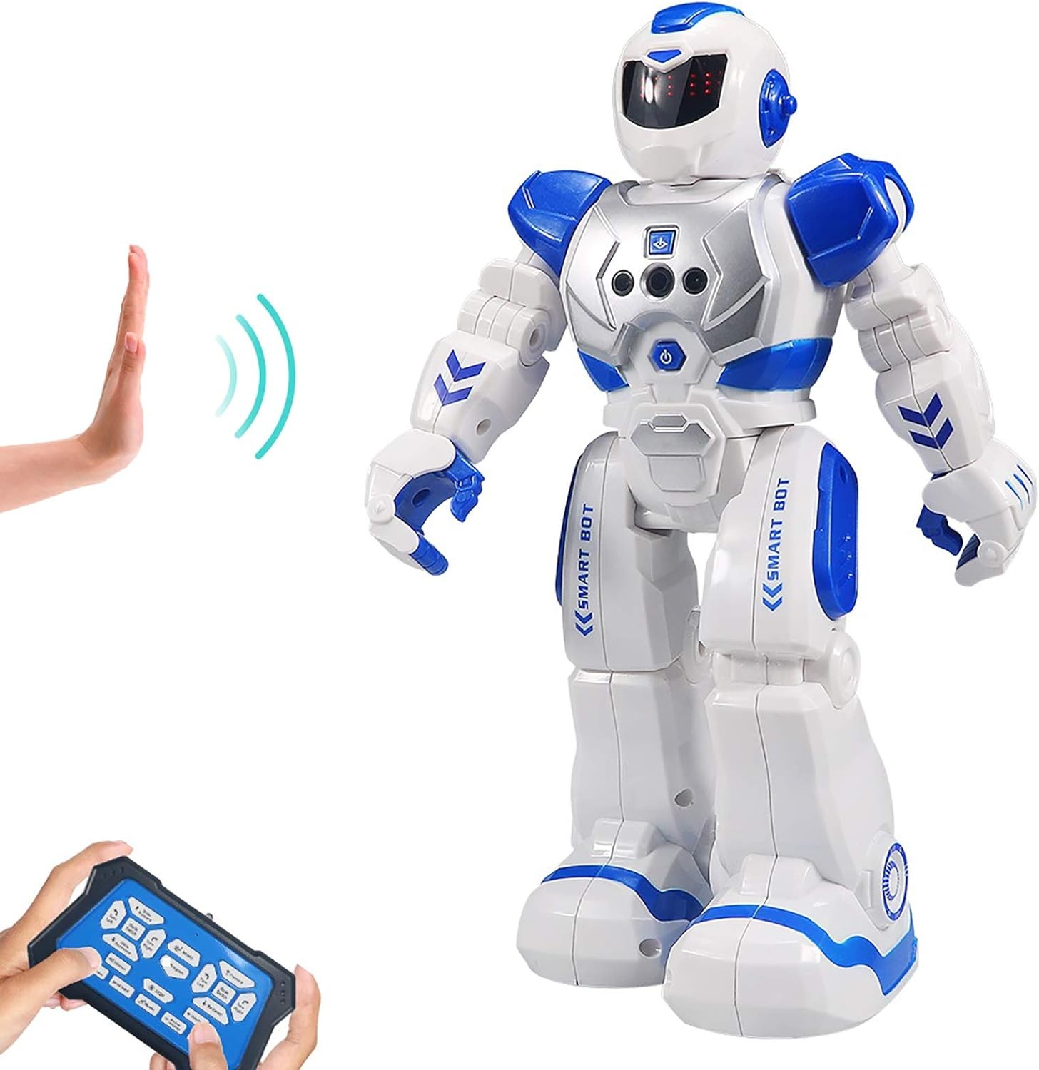 Sikaye RC Robot for Kids Intelligent Programmable Robot with Infrared Controller Toys, Dancing, Singing, Led Eyes, Gesture Sensing Robot Kit, Blue