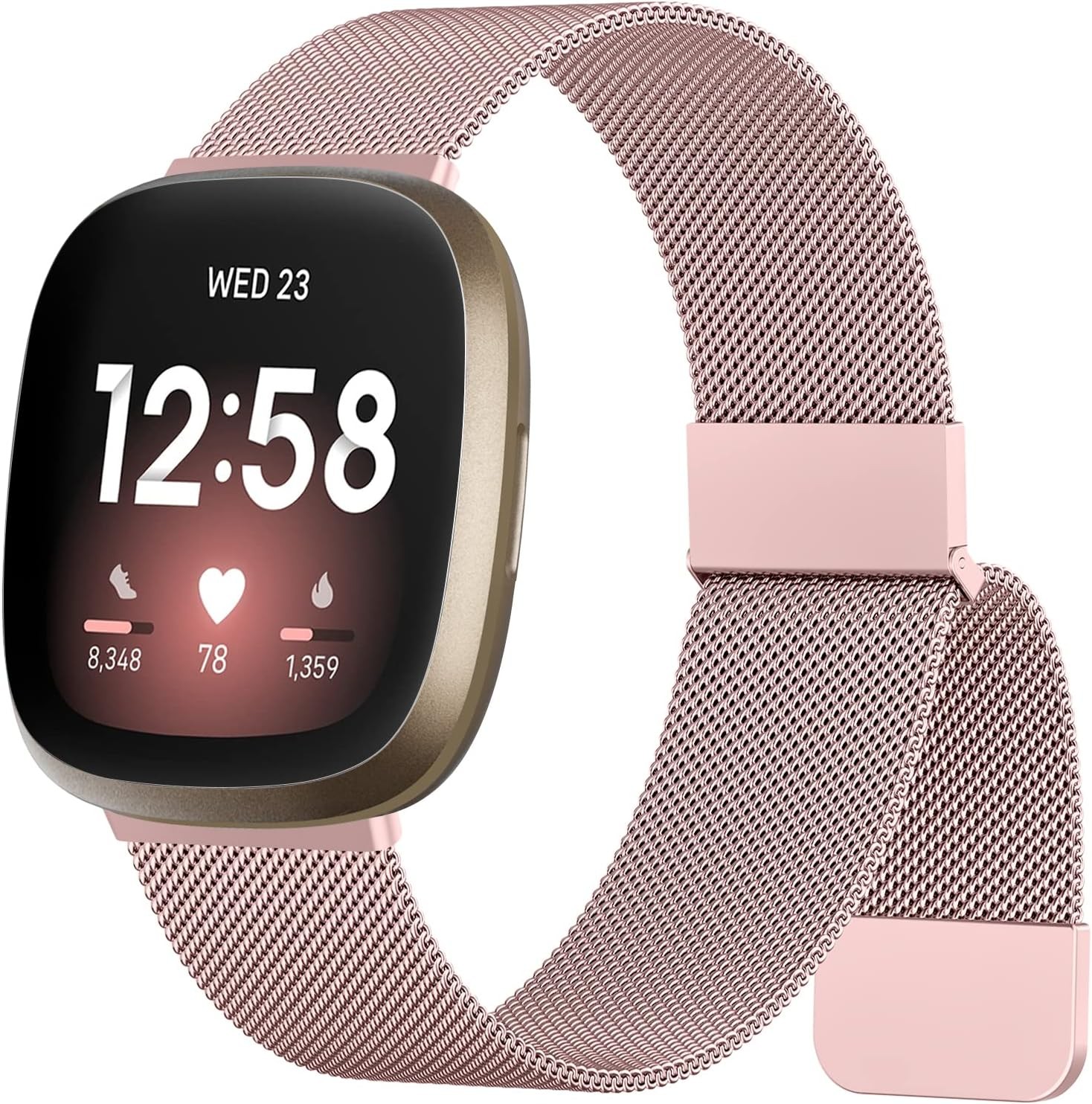 Metal Stainless Steel Bands for Fitbit Versa 4 Bands&Fitbit Versa 3 Bands, Fitbit Sense 2 Bands&Fitbit Sense Bands Women/Men, Loop Magnetic Milanese Mesh Strap for Fitbit Versa 4/3/Sense/Sense 2