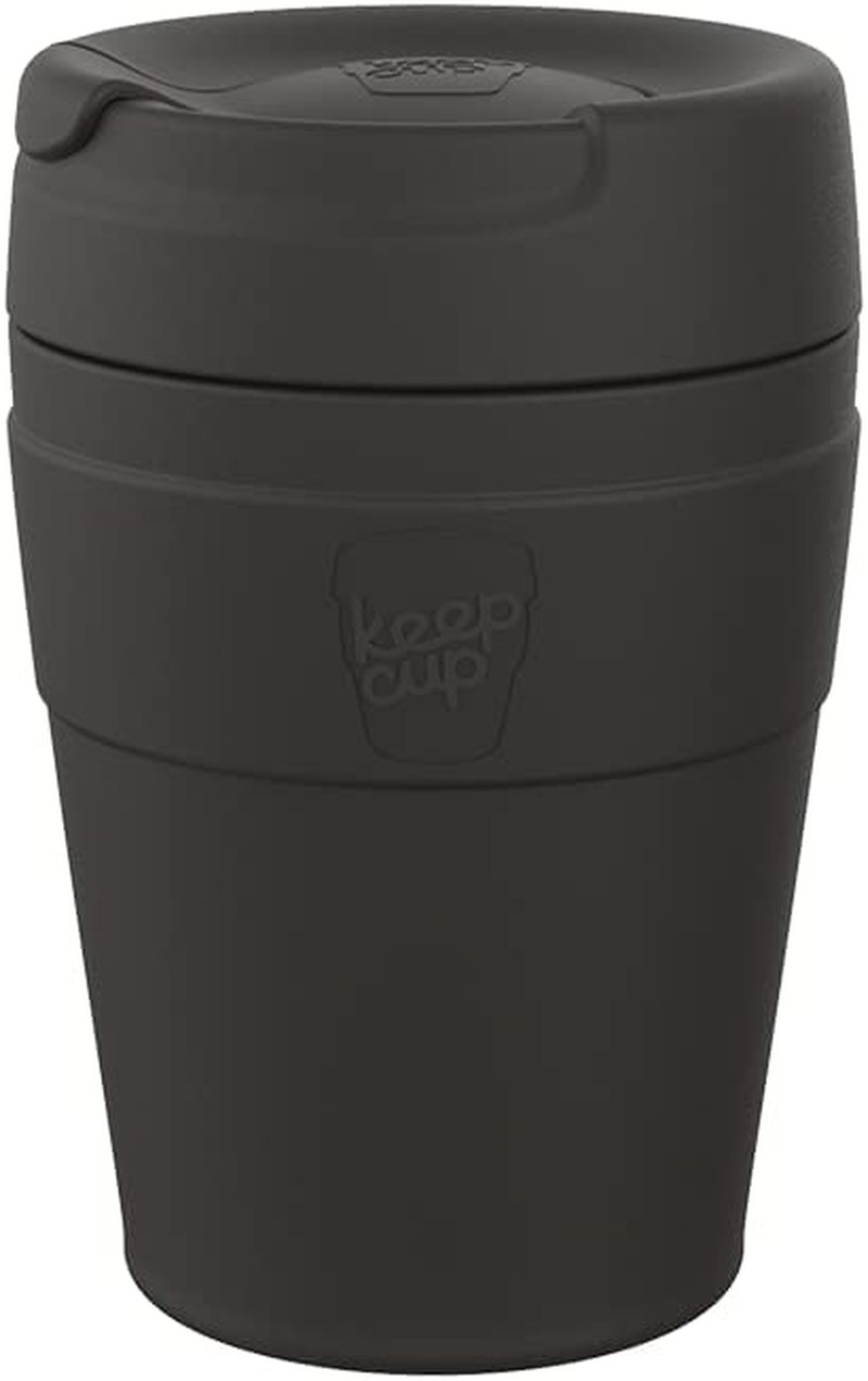 Keepcup Helix Thermal | Reusable Stainless Steel Coffee Cup | Double-Walled, Vacuum Insulated, Travel Mug with Fully Sealed Twist-Fit Sipper Lid, BPA & BPS Free | Medium 12Oz/340Ml | Black