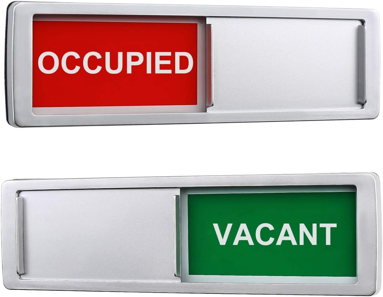 Privacy Sign, Vacant Occupied Sign for Home Office Restroom Conference Hotels Hospital, Slider Door Indicator Tells Whether Room Vacant or Occupied, 7” X 2” – Silver