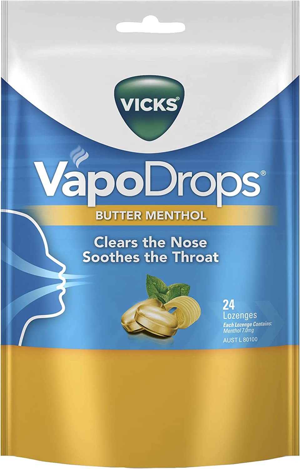 Vicks Vapodrops Butter Menthol Lozenges 24 Pack