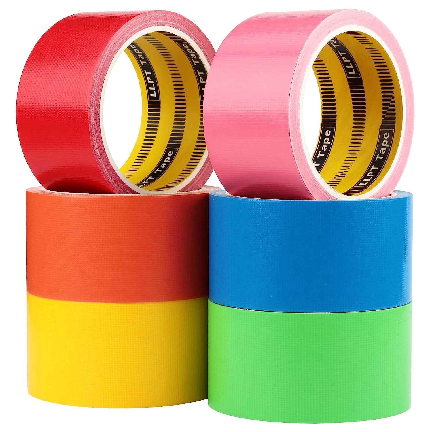 LLPT Duct Tape 6 Premium Assorted Color Packs 2 Inch X 30 Feet X 11 Mil Included Blue Pink Yellow Green Orange Red (DT606)