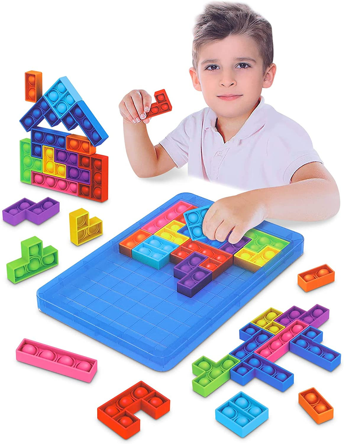 Micaracy Silicone Building Block Puzzle Game Fidget Toys for Kids Anti-Stress Brain Games – Pop Gifts