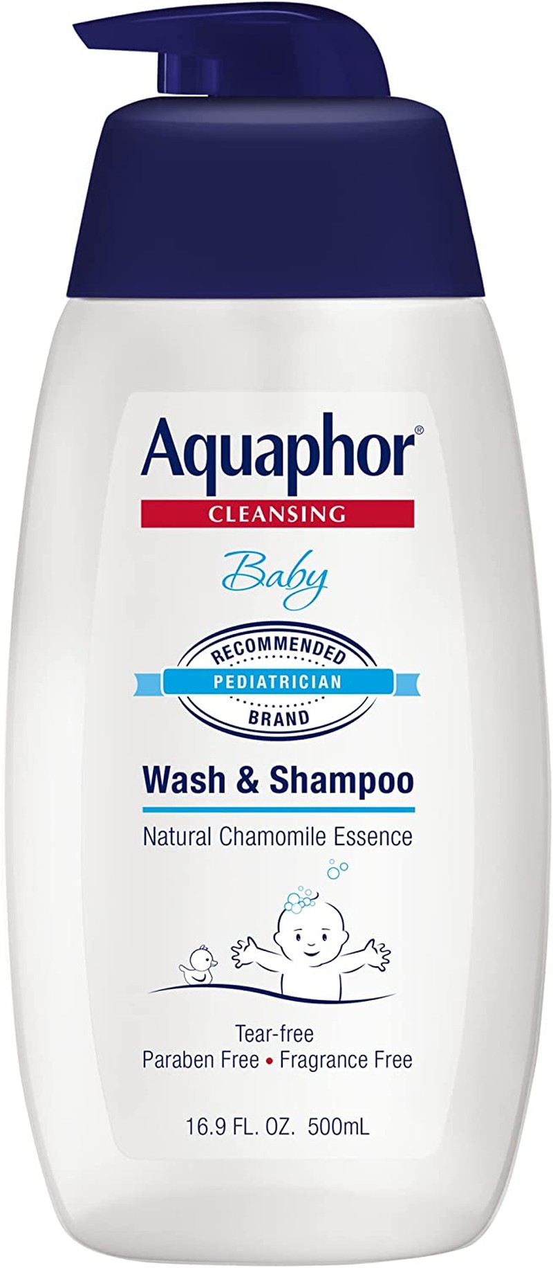 Aquaphor Baby Wash & Shampoo – Mild, Tear-Free 2-In-1 Solution for Baby’S Sensitive Skin – 16.9 Fl. Oz. Pump