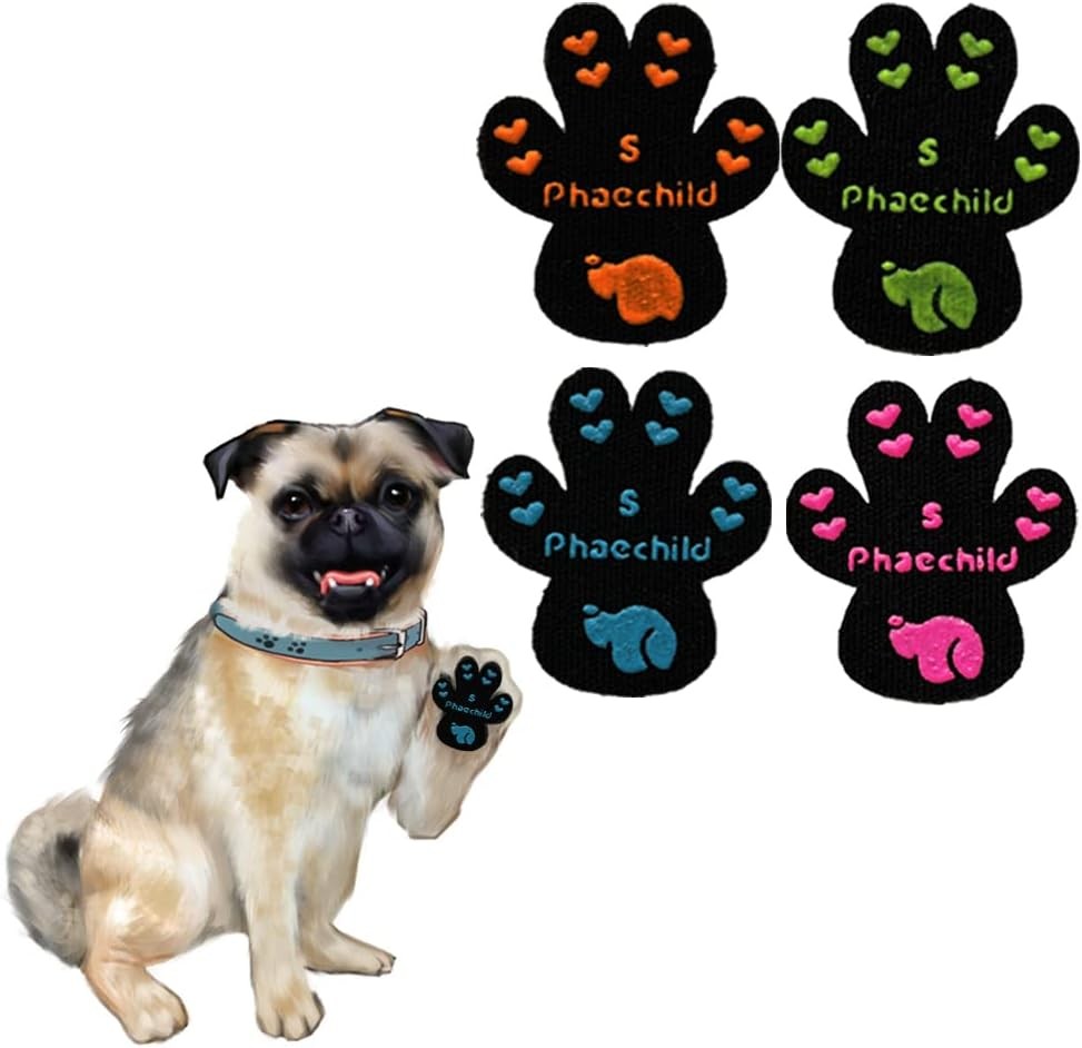 Phaechild Dog Paw Pads Anti-Slip Grips,20 Sets 80 Pads Dog Paw Protectors for Senior Dogs on Hot Pavement,Provides Traction to Keep Them from Slipping on Smooth Floors Multicolor S