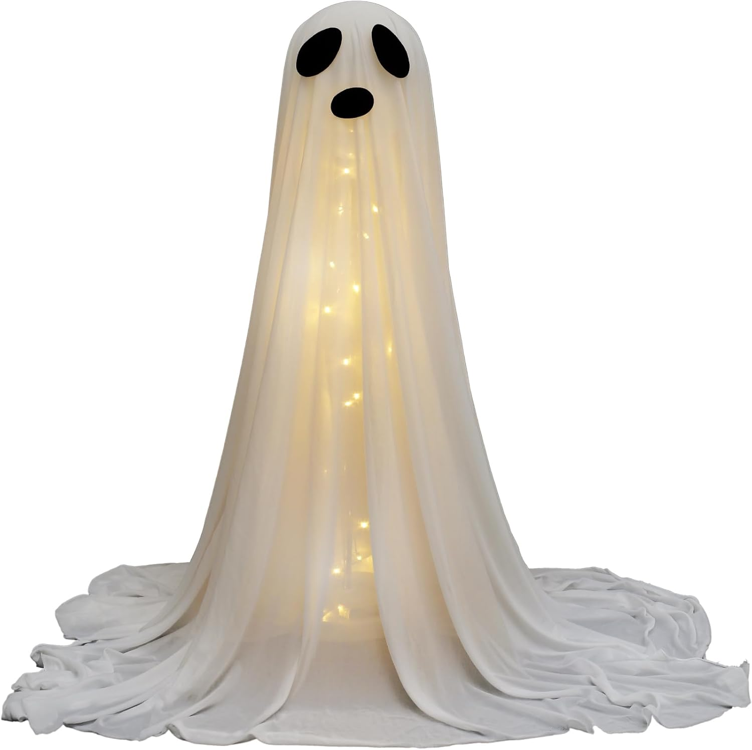 Ghost Halloween Decoration Standing Lighted White Cloth Ghosts Stable Halloween Light up Ghost Spooky Ghost Decorations White Cloth Standing Ghosts for Front Porch Yard Outdoor (Style 2)