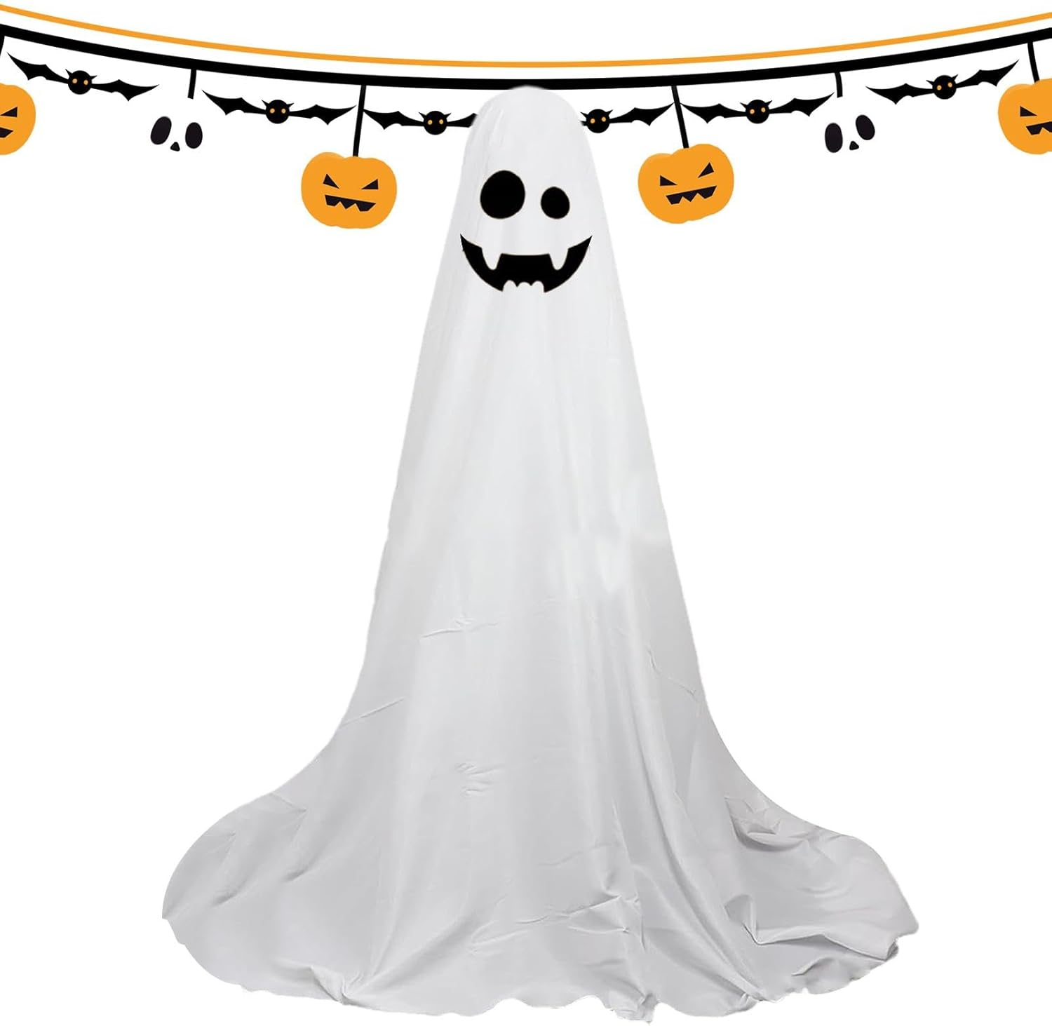 Aufquwk Outdoor Ghost Decorations – Big Halloween Ghost Porch Decor – Large White Cloth Ghosts for Porch, Garden, Patio, Holiday