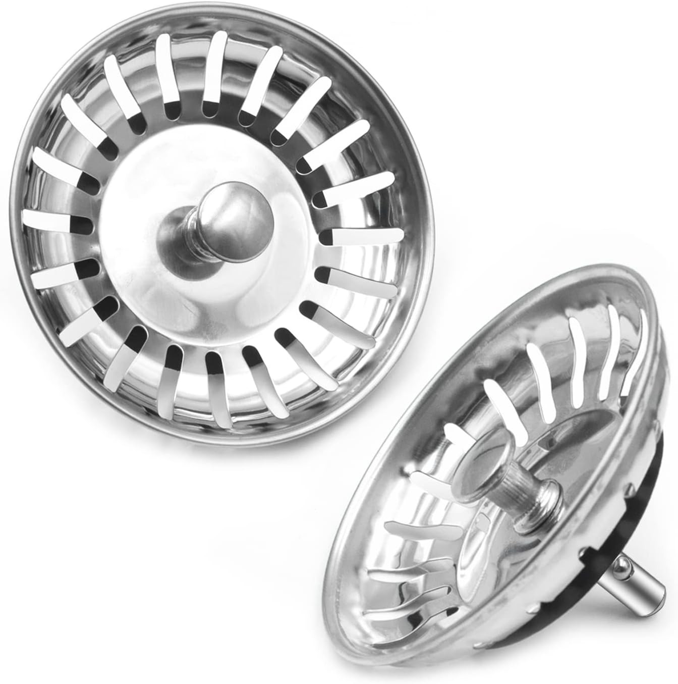 Sink Strainer Plug, 2Pack Kitchen Sink Waste Plug Drain Stopper Basket Filter – 304 Strainer Stainless Steel in Kitchens and Bathrooms Plug |Strainer| Basket Sink Waste Plug (82Mm)