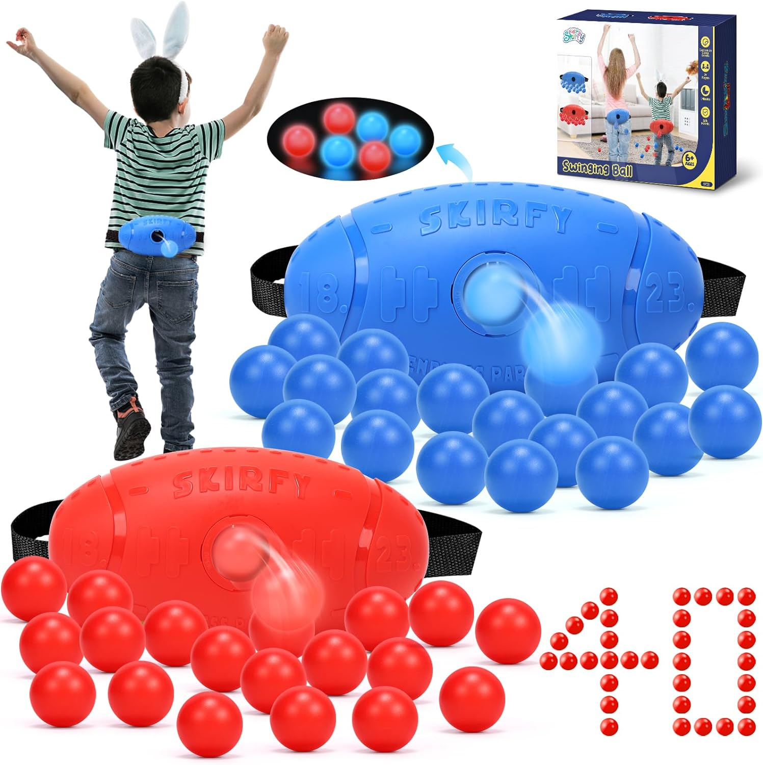 Skirfy Shaking Swing Balls Game Set for Kids Adults, Fun Backyard Family Game Toy with 40 Balls, Backyard Games Outdoors Indoors Bachelorette Party Games for Boys and Girls, Kids Age 5 6 7 8 9+