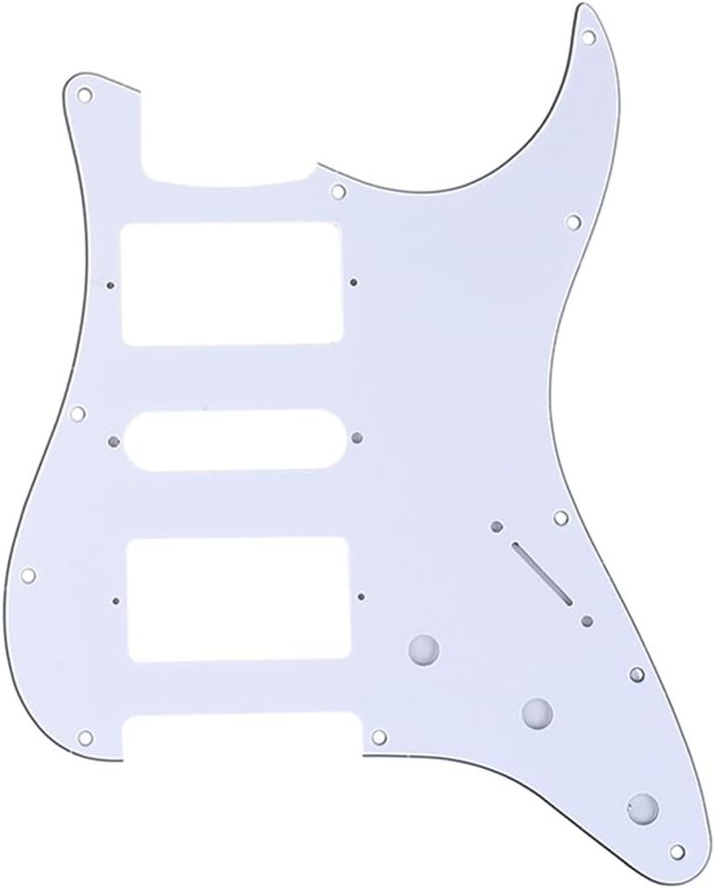 Musiclily Pro 11 Hole HSH Guitar Strat Pickguard for Fender American/Mexican Standard Stratocaster Modern Style, 3Ply White