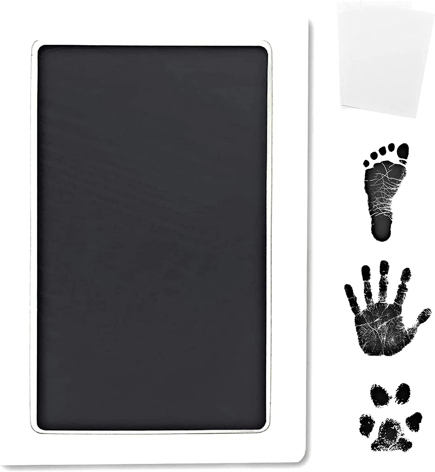 REIGNDROP Clean-Touch Ink Pad for Baby Footprint, Handprint, Pet Paw Prints – Create Impressive Keepsake Stamp, Non-Toxic, Smudge Proof, Long Lasting Keepsakes (Black Clean-Touch Ink Pad)