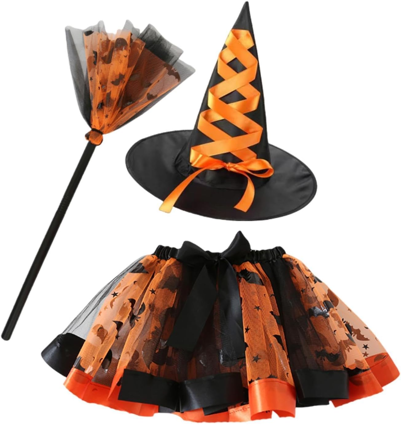 Perfeclan Kids Girls Witch Costume Cosplay Dress Halloween Dress up for Christmas Festival, Orange