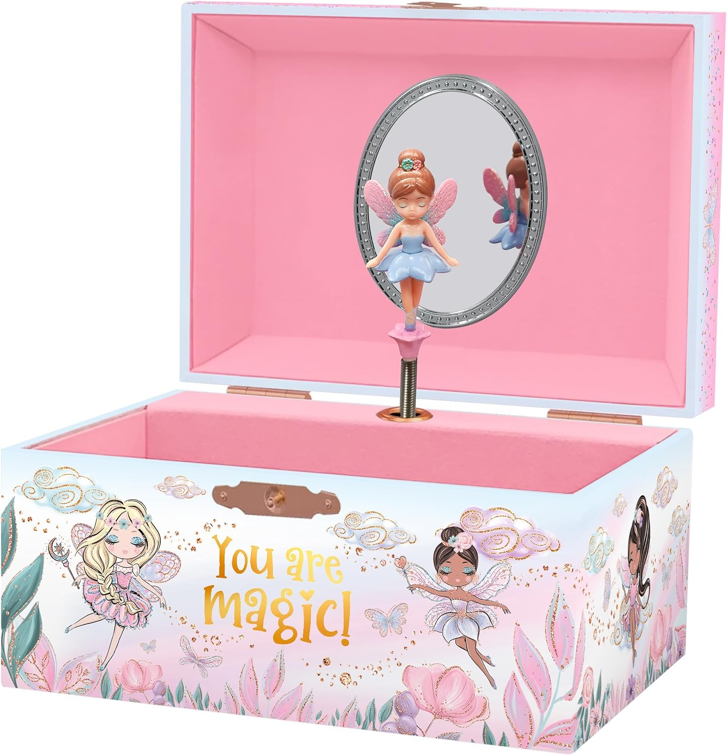 Musical Fairy Jewellery Box for Girls – Kids Music Box with Spinning Fairy and Mirror, Princess Birthday Gifts for Little Girls, Jewellery Boxes for Ages 3-10 – 15.2 X 11.8 X 8.9 Cm