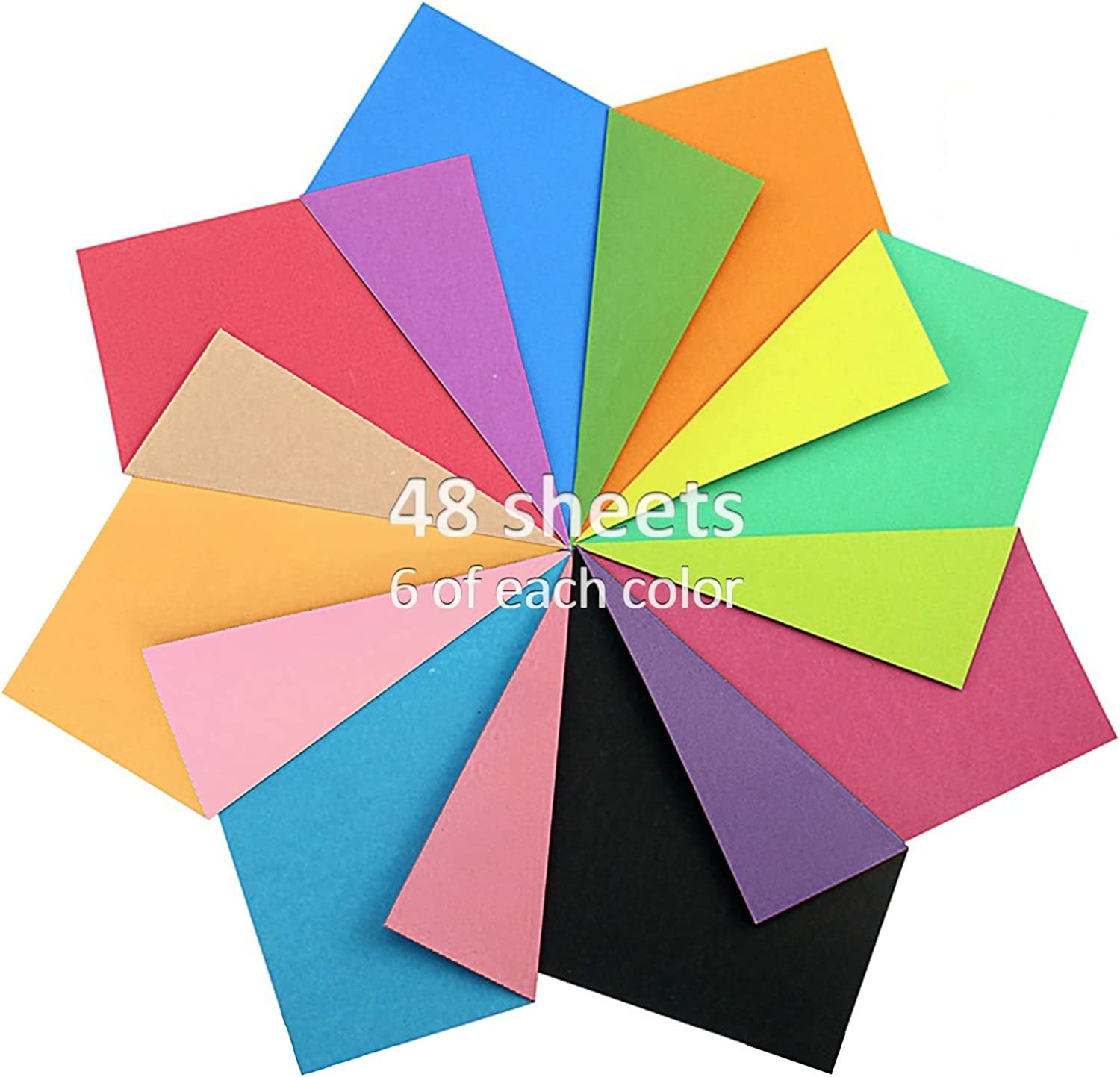 Origami Paper Double Sided Different Color, 8 Vivid Colors Kami Paper 6 Inch, Square Folding Paper Crafts, Origami Sheets for Beginners Adults DIY (48 Sheets)