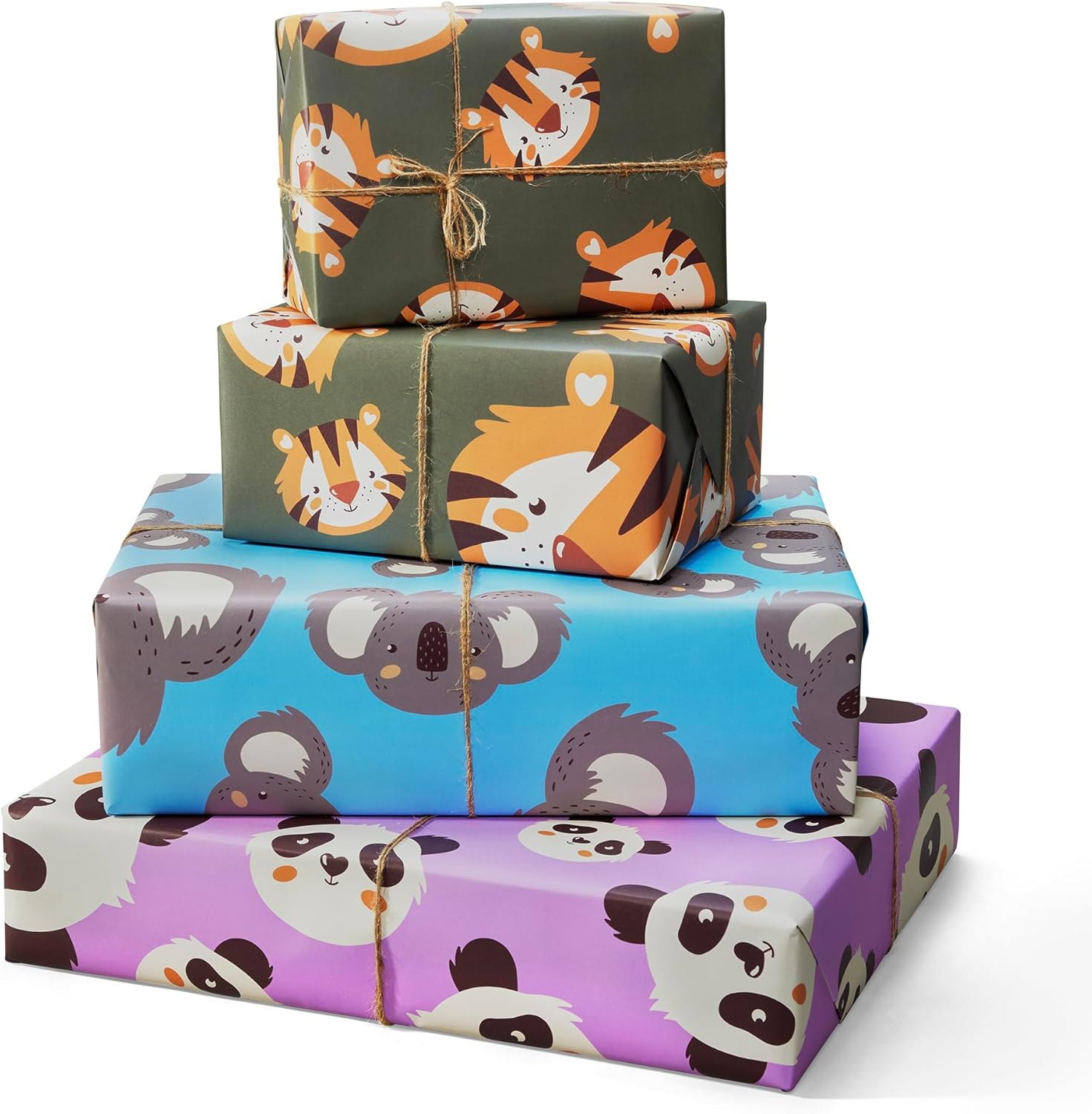 GIVEWRAP® the Gift Wrap That Gives to Charity. 6 Sheets 70*50CM Gift Wrapping Paper Baby Animal Bundle, Eco-Friendly for Kids Women Men Father’S Day Mother’S Day Wedding Bridal Baby Showers Birthday Christmas Crafts Holidays