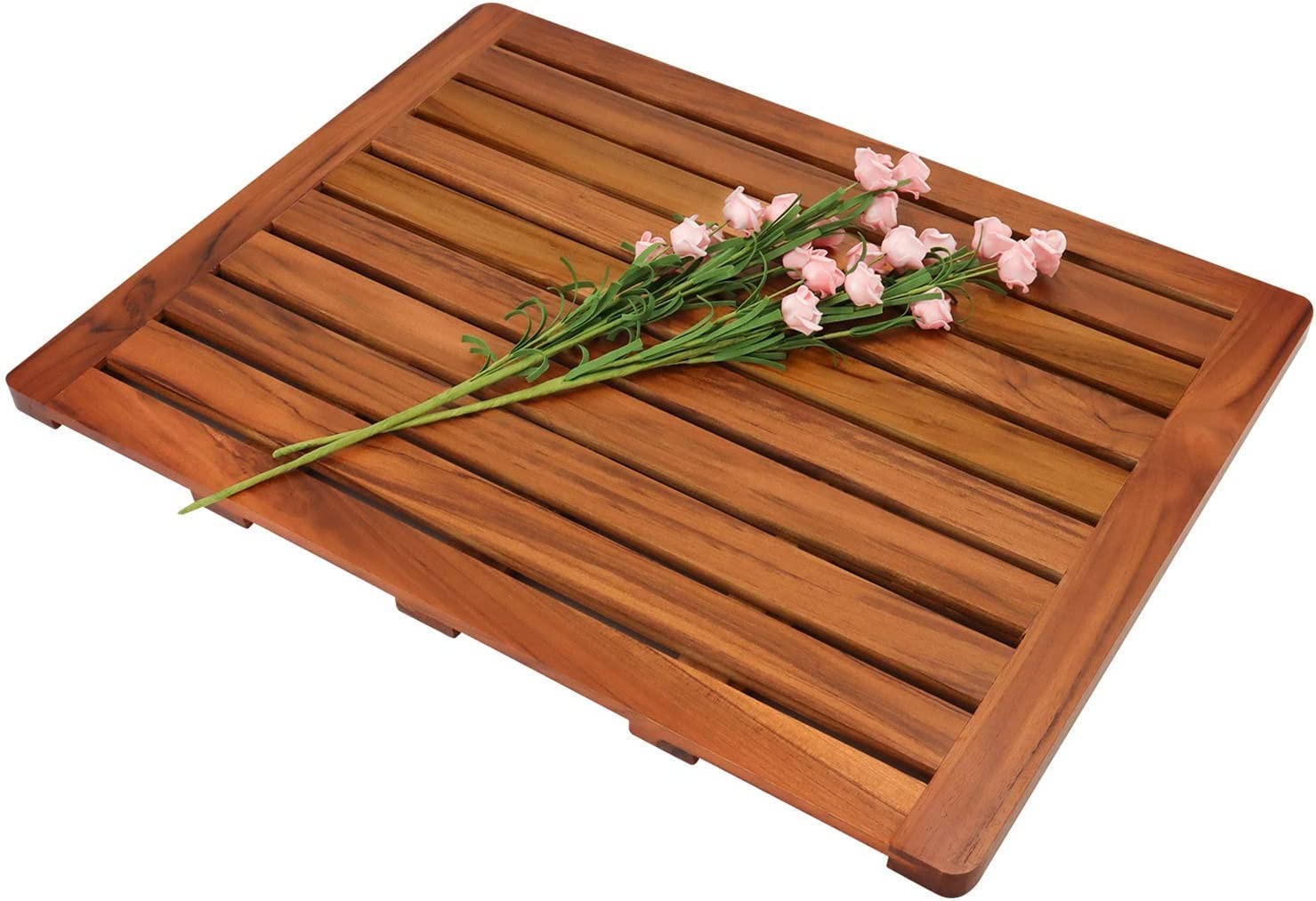 Utoplike 61 X 45 Cm Teak Wood Bath Mat, Shower Mat for Bathroom, Wooden Floor Mat Square Large for Spa Home or Outdoor