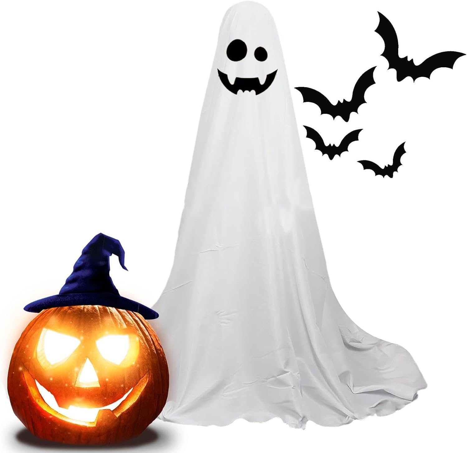 Outdoor Ghost Decorations | Big Halloween Yard Decorations Ghost,Spooky Outdoor Decor with LED String Lights for Haunted House