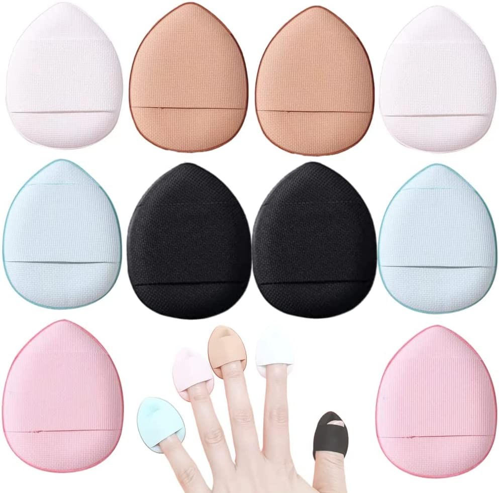 10 Pcs Finger Powder Puff Makeup Puff Mini Powder Puff Wet Dry Makeup Tool for Foundation Concealer Cosmetic Foundation