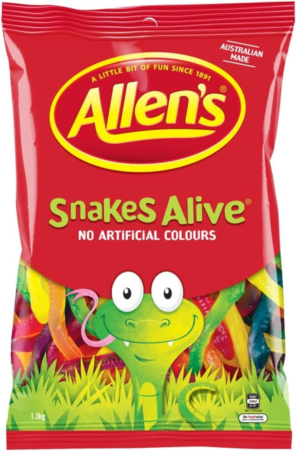 Allens Snakes Alive Bulk Bag Lollies 1.3Kg