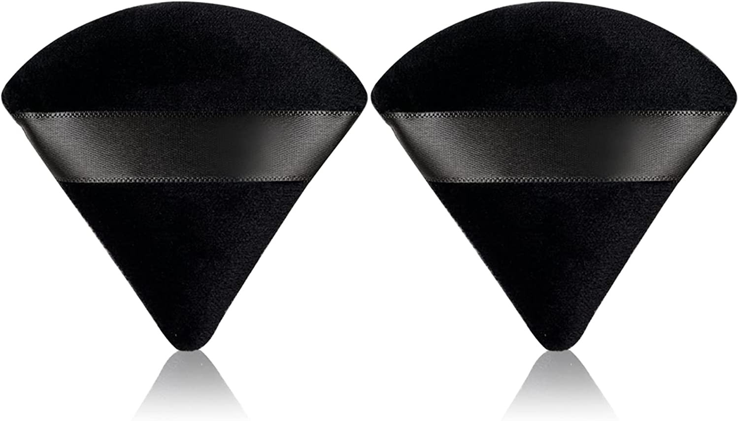 Yatinkim 2 PCS Powder Puff Makeup Sponge Triangle Velour Soft Setting Face Puffs Loose Mineral Powder Body Wet Dry Foundation Cosmetic Black