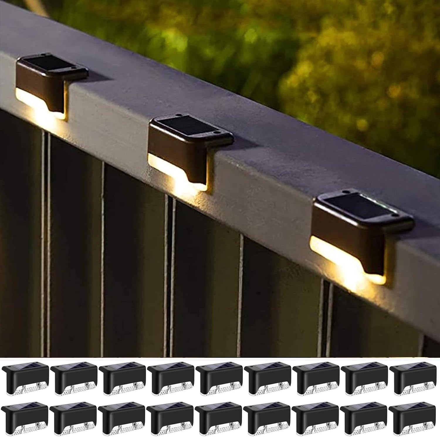 Solar Deck Lights Outdoor Led 18 Pack, Outdoor Lights Waterproof Solar Step Lights for Step, Outdoor Stairs,Yard, Fence, Patio, Deck and Pathway(Cool White)