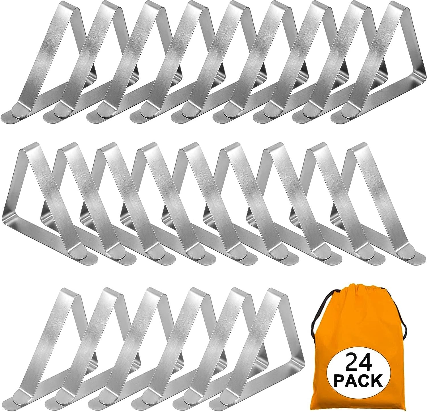 Tablecloth Clips, 24 Pack Stainless Steel Heavy Duty Picnic Table Cloth Clips, Outdoor Picnic Tables Cover Holders for Dining Restaurant Marquees Weddings Graduation Party, Thickness below 1.4”