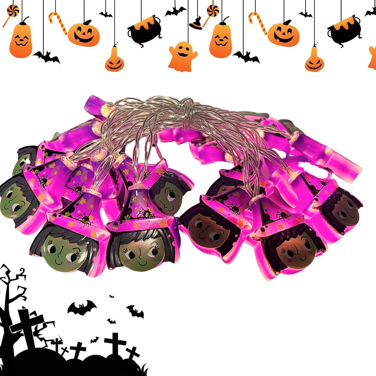 Outdoor Ghost Lights String,String Lights Decorations – Pumpkin Ghost Fairy Halloween Outdoor Decorations for Gathering, Halloween, Wedding