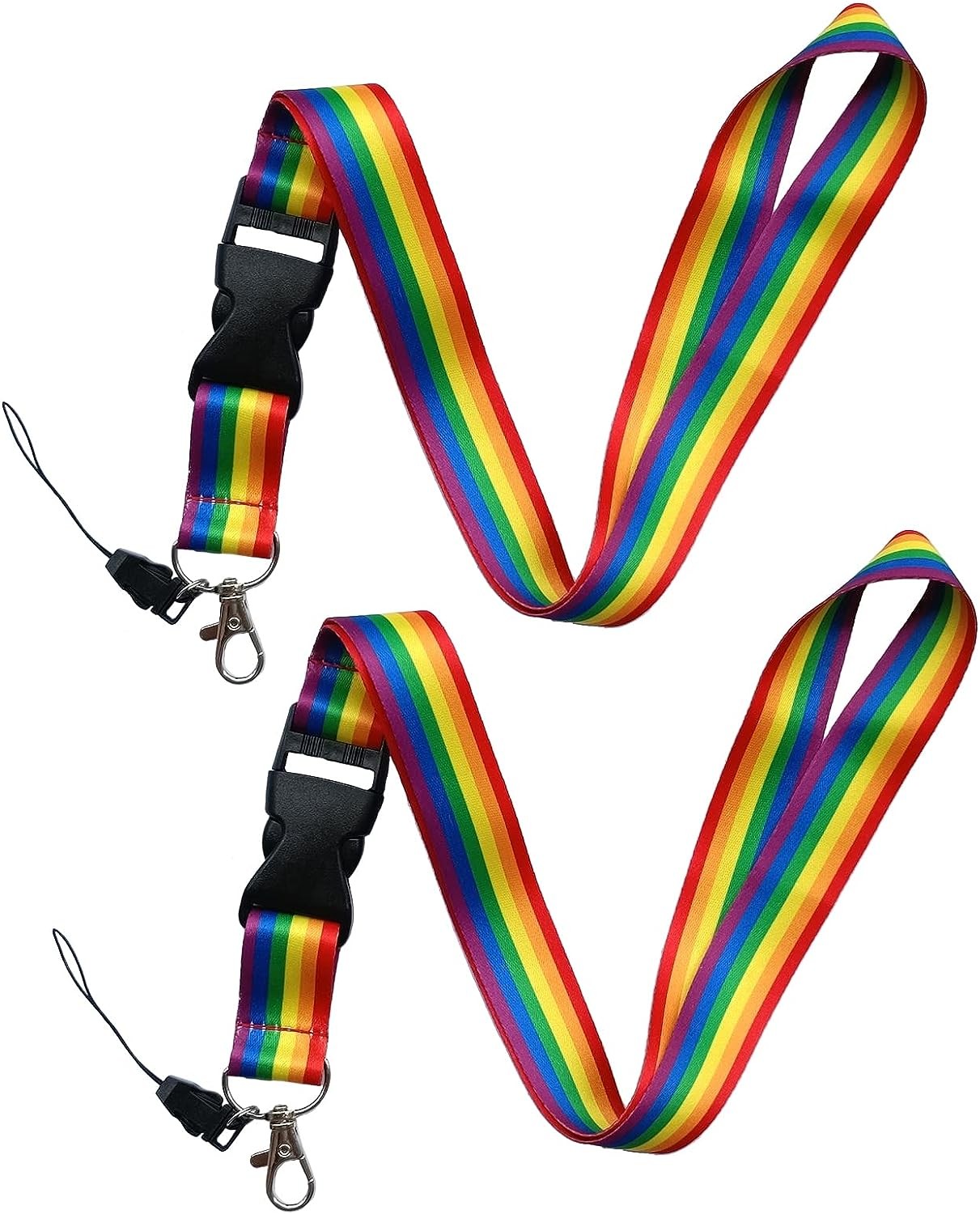 Rainbow LGBTQ Party Neck Lanyard, 2 Sets Detachable Buckle Hook Breakaway Strap Quick Release Lanyard for Keys Keychain USB Phones Camera ID Name Tag Badge Holder (Colorful)