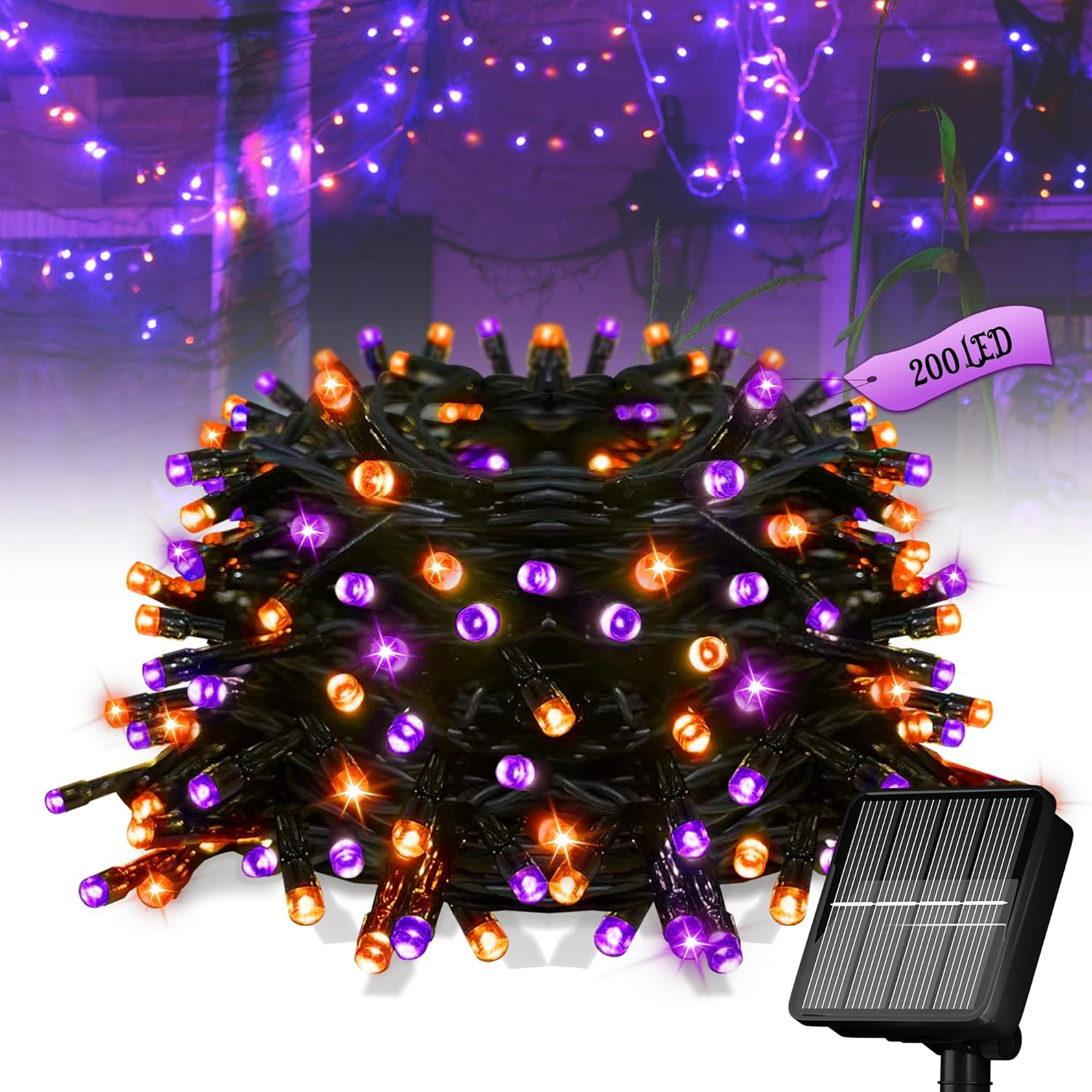 Solar String Lights for Outside, 39Ft 100 LED Solar String Lights Outdoor with 8 Modes，Solar Lights for outside Waterproof for Yard, Fence,Balcony, Party,Christmas Tree Decorations(Purple)