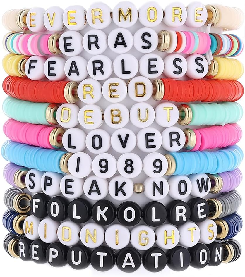 Moosth 11Pcs or 16Pcs Taylor Friendship Bracelet TS Clay Bead Bracelets Album Inspired Bracelet for Eras Music Gifts for Women