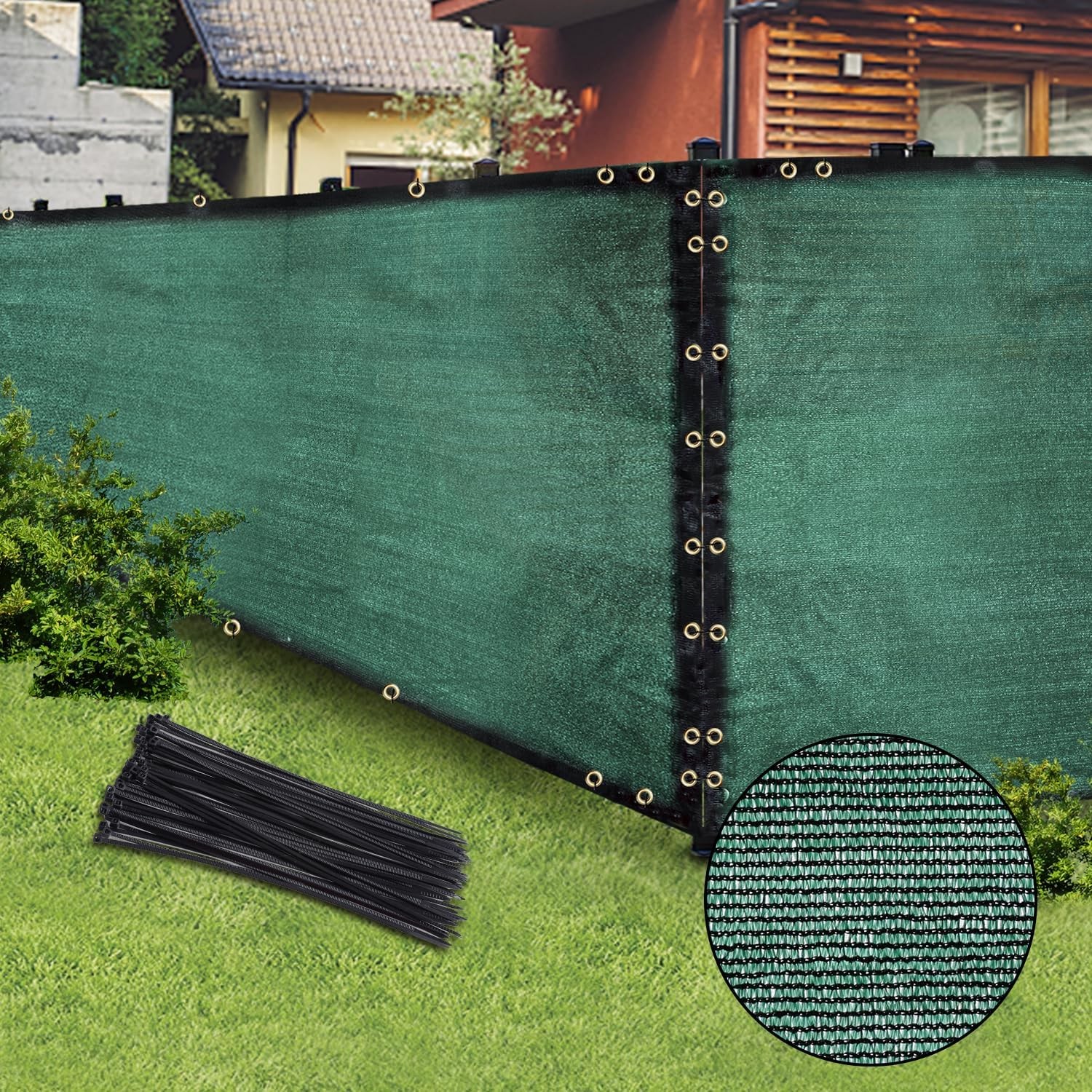 Green 6FT X 50FT Outdoor Privacy Screen Fence & Mesh Shade Net Cover, Ideal for Garden and Backyard – Enhances Privacy for Fencing & Chain Link, Perfect for Patio Privacy Wall, Slats，Freestanding